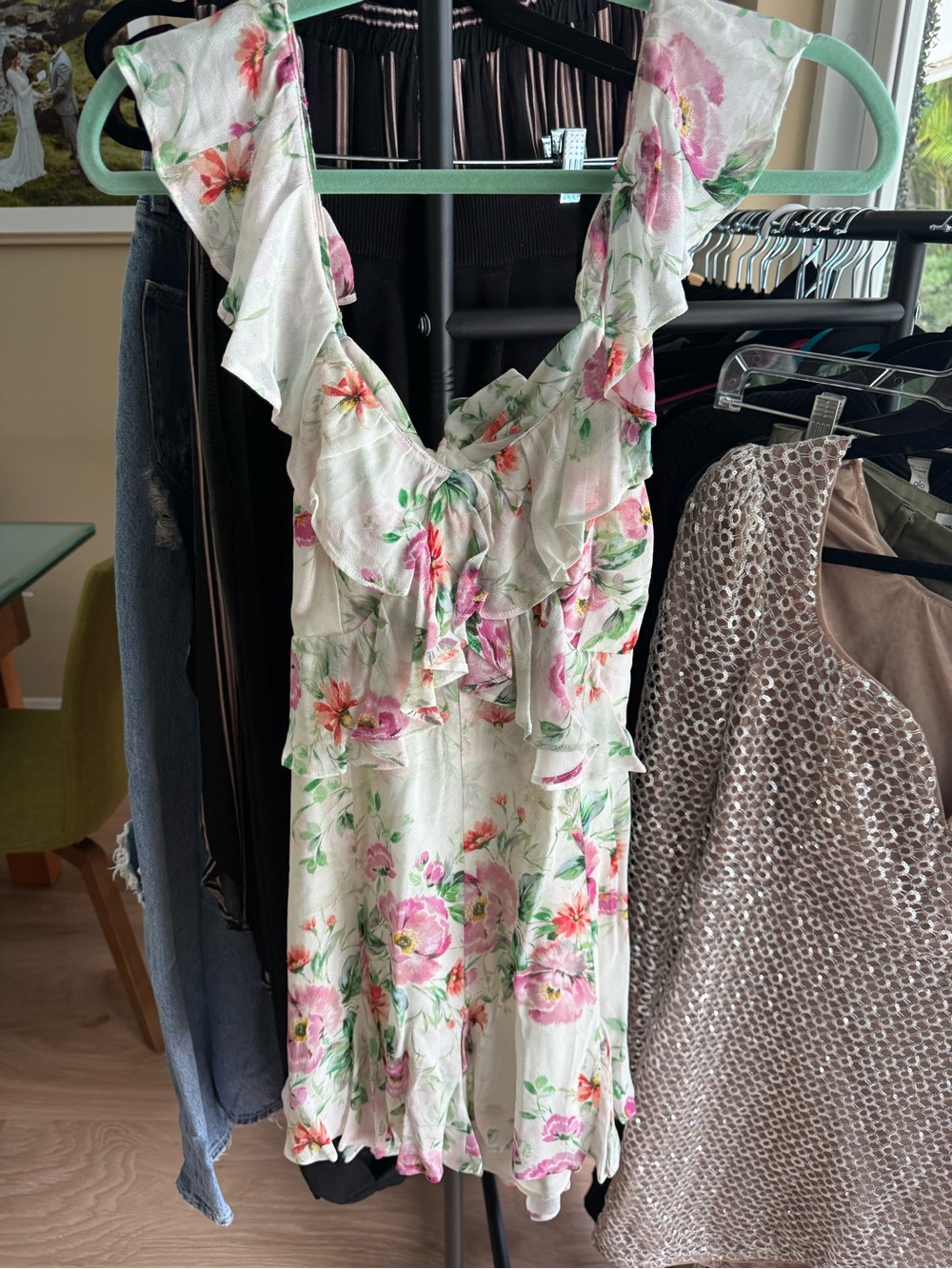 Yumi Kim White Floral Open Back Dress